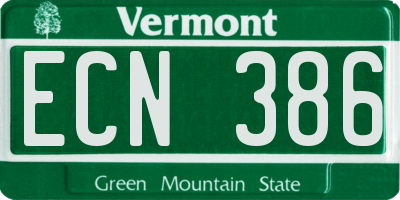 VT license plate ECN386