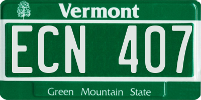VT license plate ECN407