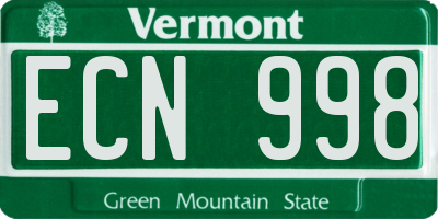 VT license plate ECN998