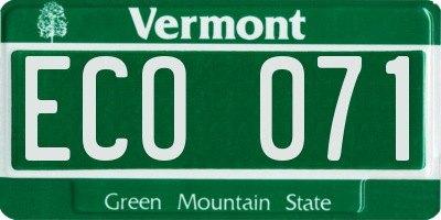 VT license plate ECO071