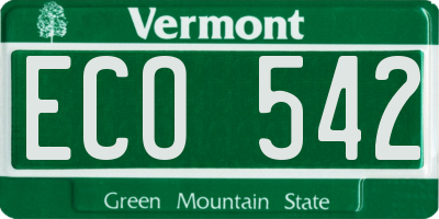 VT license plate ECO542
