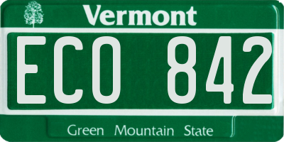 VT license plate ECO842