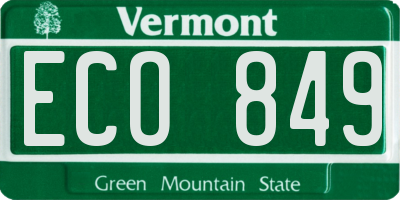 VT license plate ECO849
