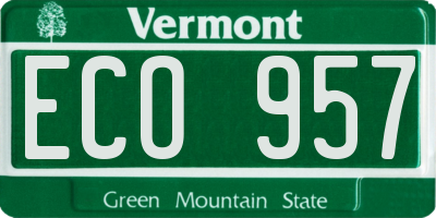 VT license plate ECO957