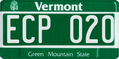 VT license plate ECP020