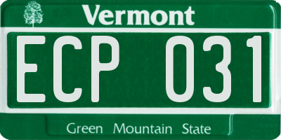 VT license plate ECP031