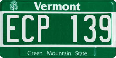 VT license plate ECP139
