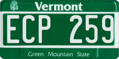 VT license plate ECP259