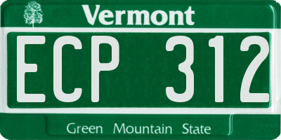 VT license plate ECP312