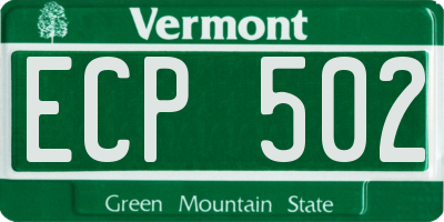 VT license plate ECP502