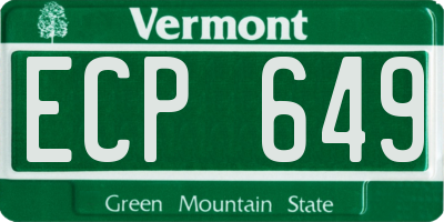 VT license plate ECP649