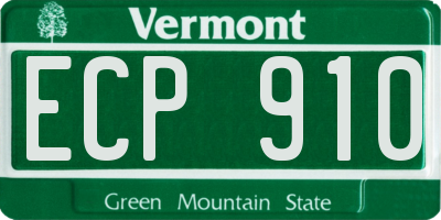 VT license plate ECP910