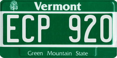 VT license plate ECP920
