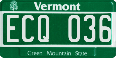 VT license plate ECQ036