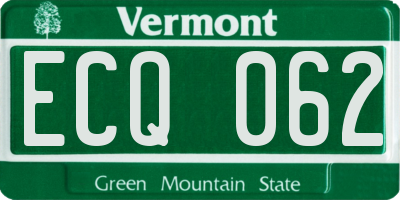 VT license plate ECQ062