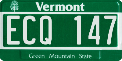 VT license plate ECQ147