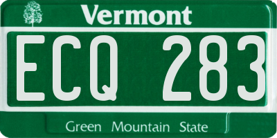 VT license plate ECQ283