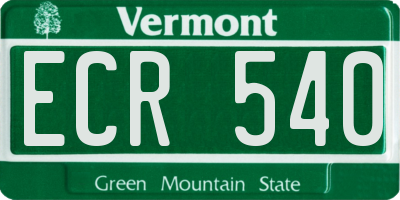 VT license plate ECR540