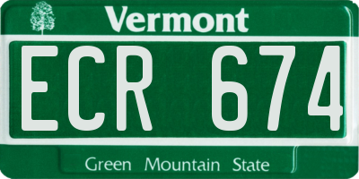 VT license plate ECR674