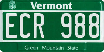 VT license plate ECR988