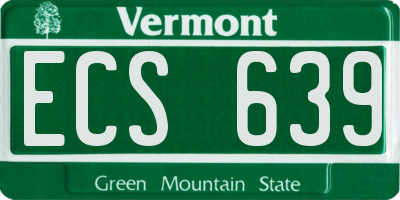 VT license plate ECS639