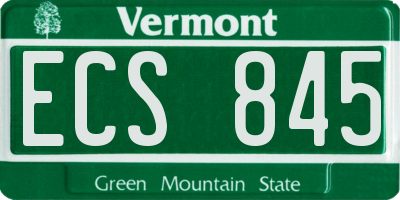 VT license plate ECS845