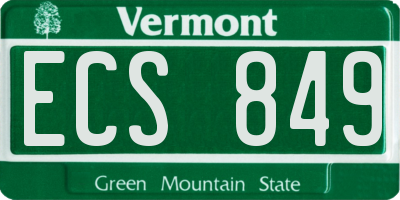 VT license plate ECS849