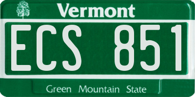 VT license plate ECS851