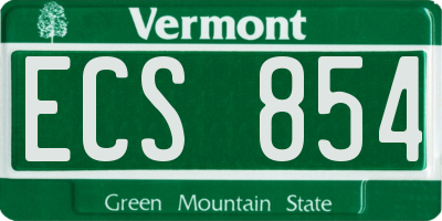 VT license plate ECS854