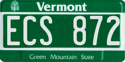 VT license plate ECS872