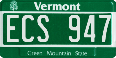VT license plate ECS947