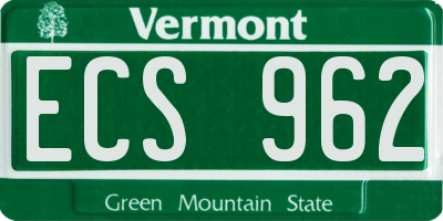 VT license plate ECS962