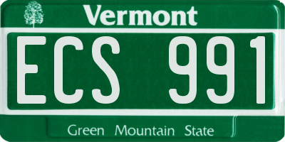 VT license plate ECS991