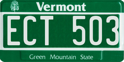 VT license plate ECT503