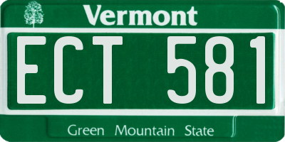 VT license plate ECT581