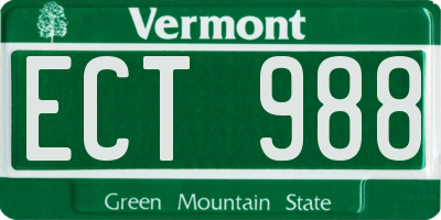 VT license plate ECT988
