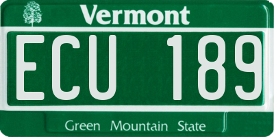VT license plate ECU189