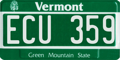 VT license plate ECU359