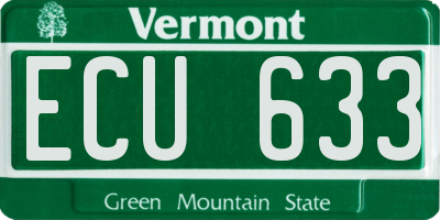 VT license plate ECU633