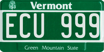 VT license plate ECU999