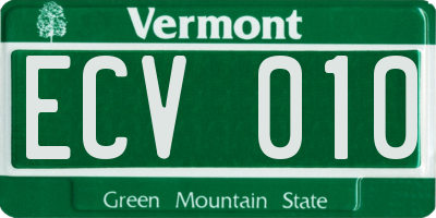 VT license plate ECV010