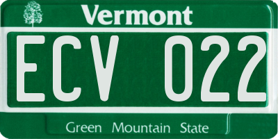VT license plate ECV022