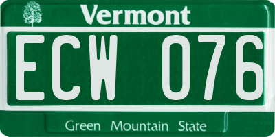 VT license plate ECW076