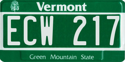 VT license plate ECW217