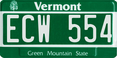 VT license plate ECW554