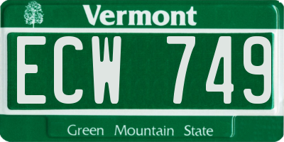 VT license plate ECW749