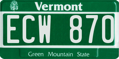 VT license plate ECW870