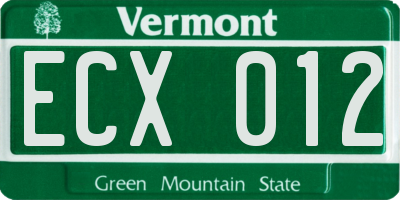 VT license plate ECX012