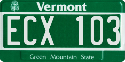 VT license plate ECX103