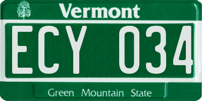 VT license plate ECY034